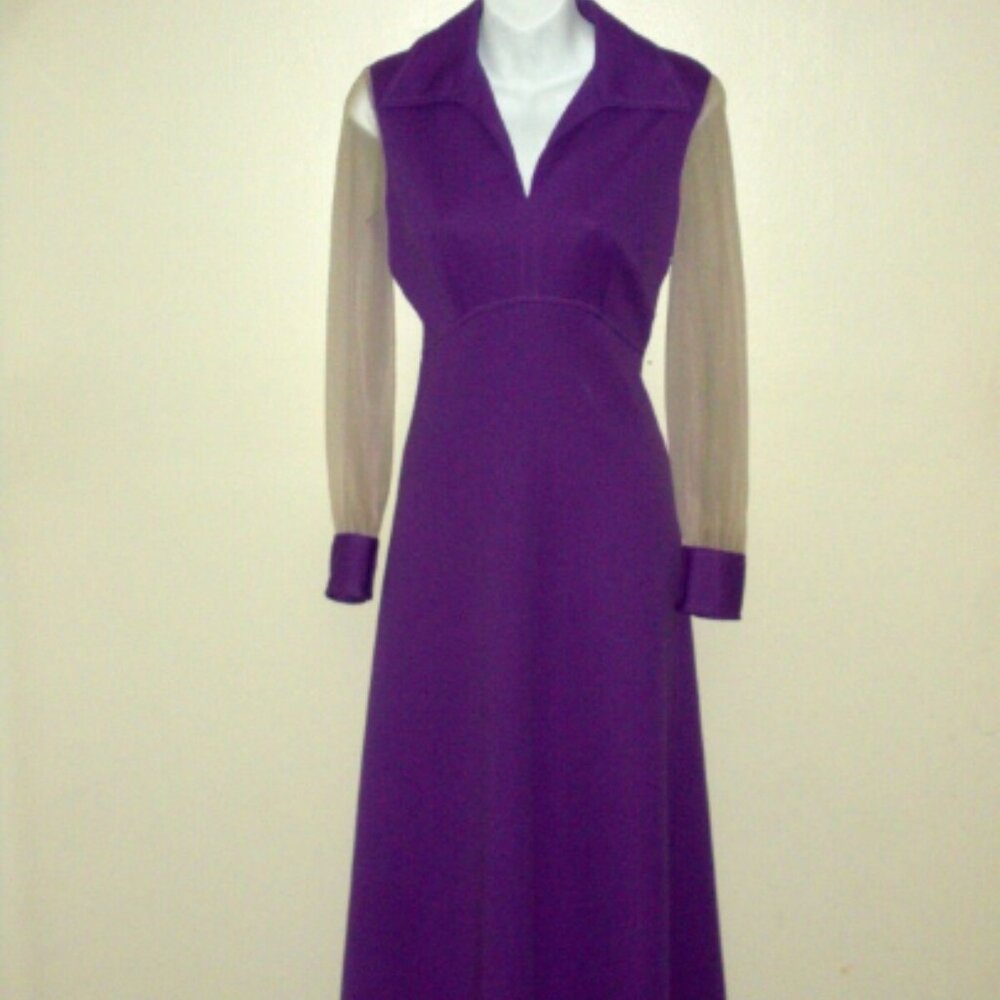 vintage 60s 70s purple maxi dress